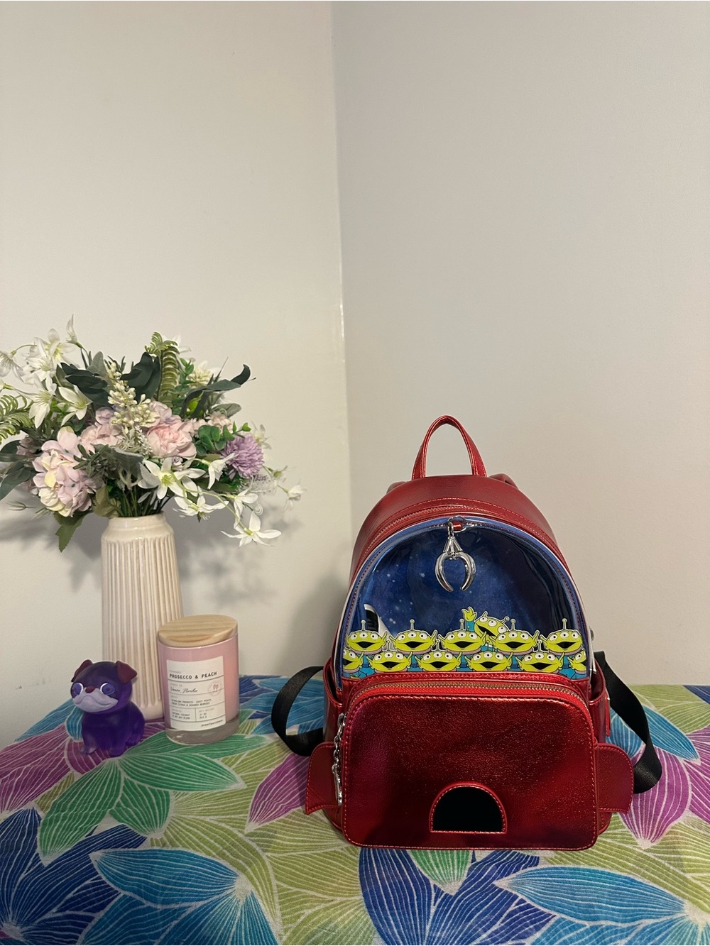 Loungefly Red Glitter Mini Backpack with Toy Story Aliens